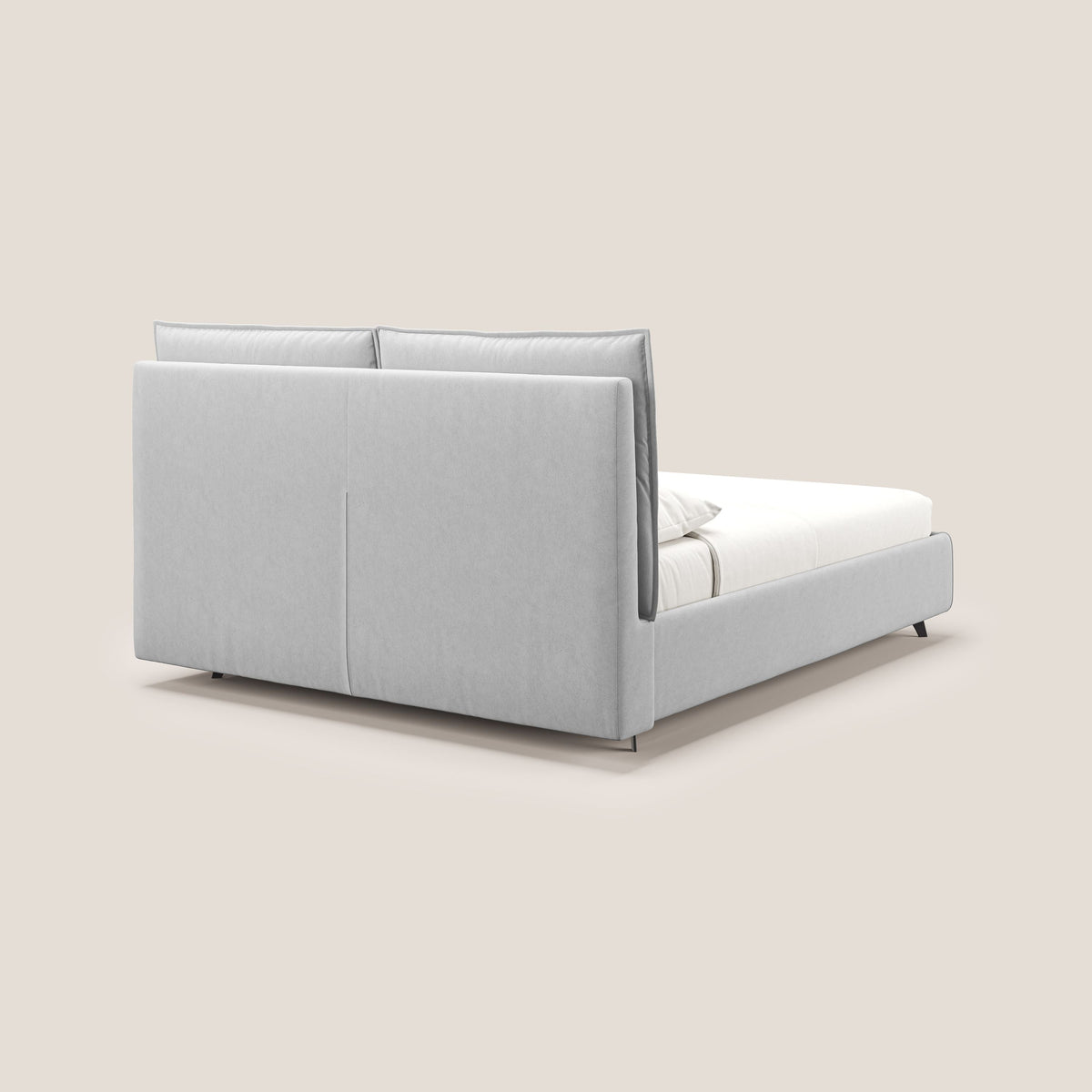 Nives letto imbottito contenitore sfoderabile in microfibra velluto impermeabile T09 grigio chiaro - divitt.sbs