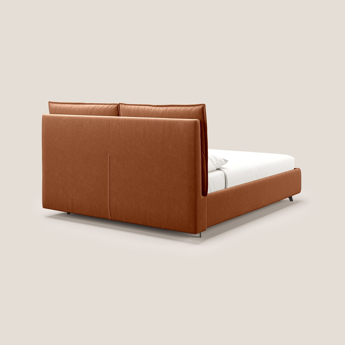 Nives letto imbottito contenitore sfoderabile in microfibra velluto impermeabile T09 ruggine - divitt.sbs