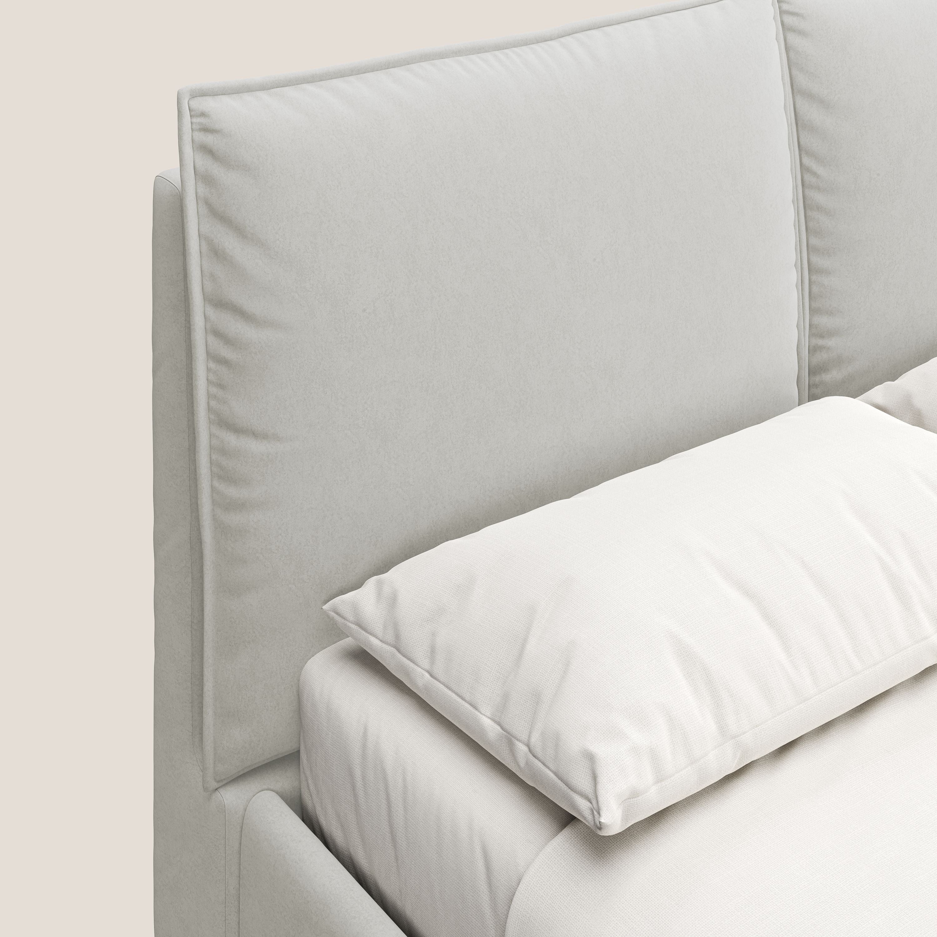 Nives letto imbottito contenitore sfoderabile in microfibra velluto impermeabile T09 panna - divitt.sbs