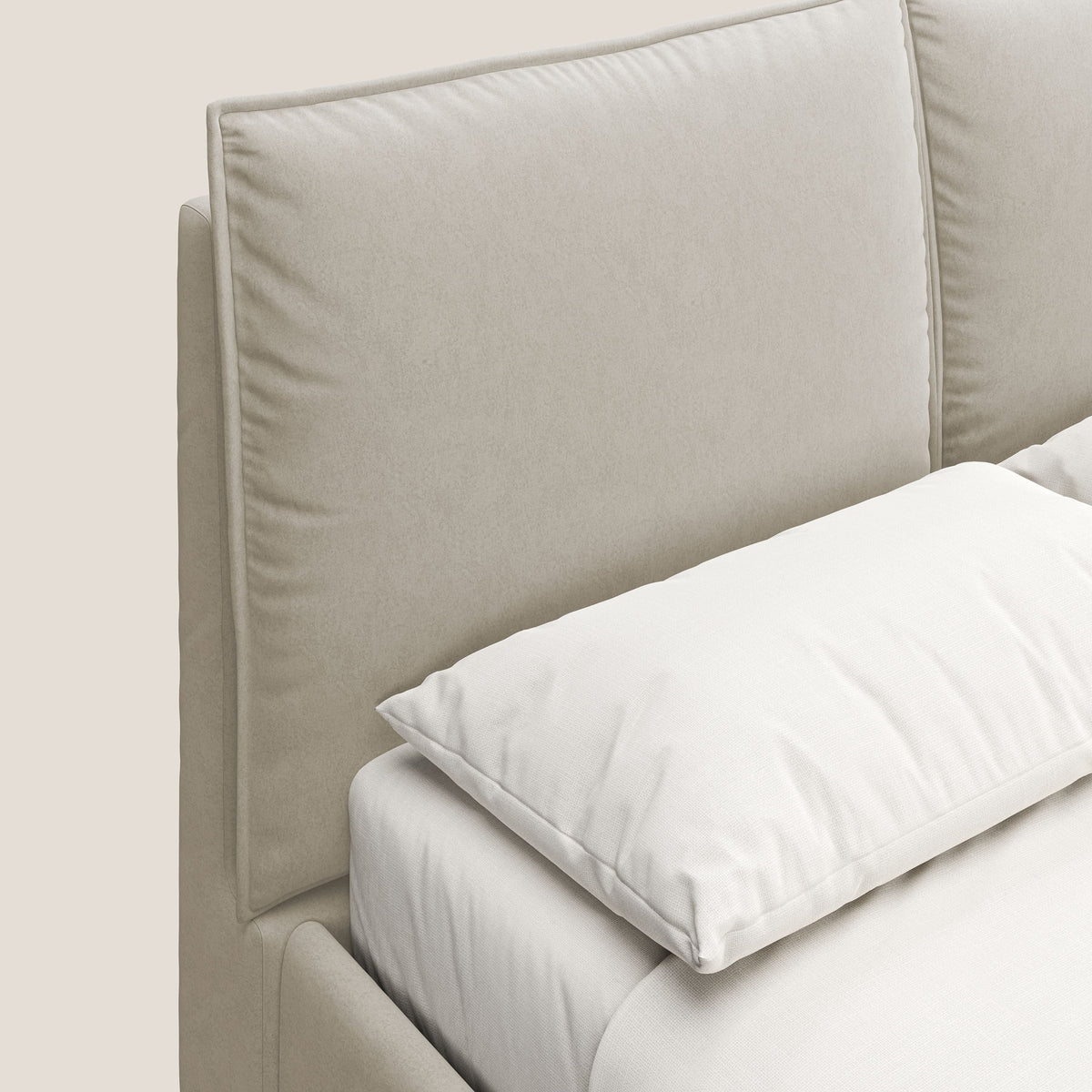 Nives letto imbottito contenitore sfoderabile in microfibra velluto impermeabile T09 beige - divitt.sbs