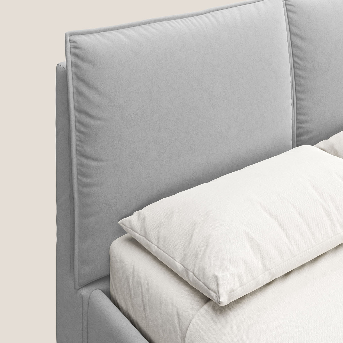 Nives letto imbottito contenitore sfoderabile in microfibra velluto impermeabile T09 grigio chiaro - divitt.sbs