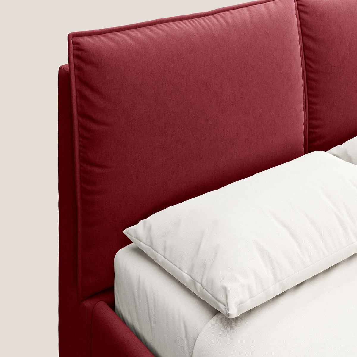 Nives letto imbottito contenitore sfoderabile in microfibra velluto impermeabile T09 rosso - divitt.sbs