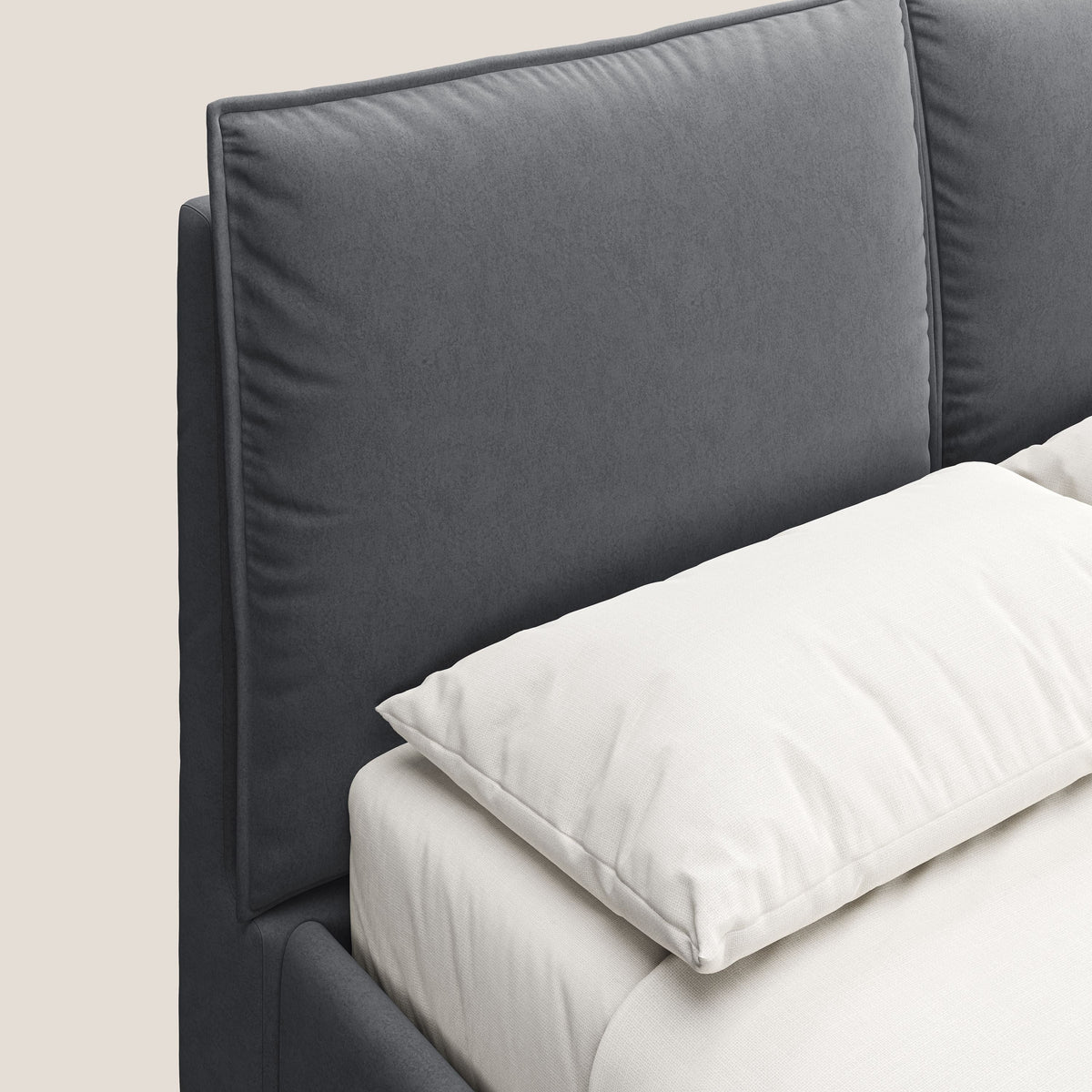 Nives letto imbottito contenitore sfoderabile in microfibra velluto impermeabile T09 grigio - divitt.sbs