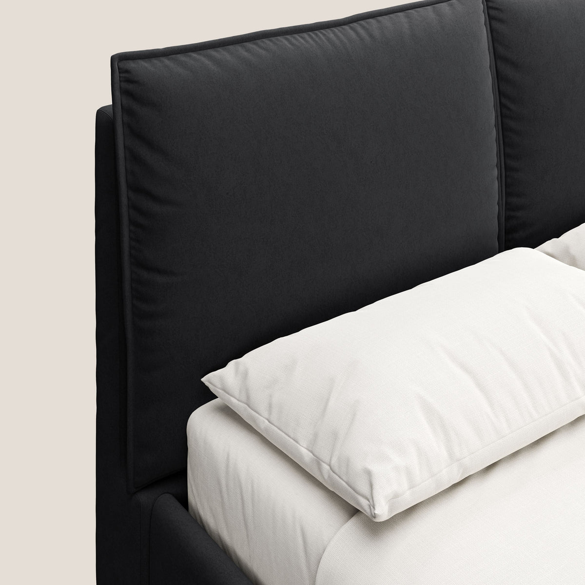 Nives letto imbottito contenitore sfoderabile in microfibra velluto impermeabile T09 antracite - divitt.sbs