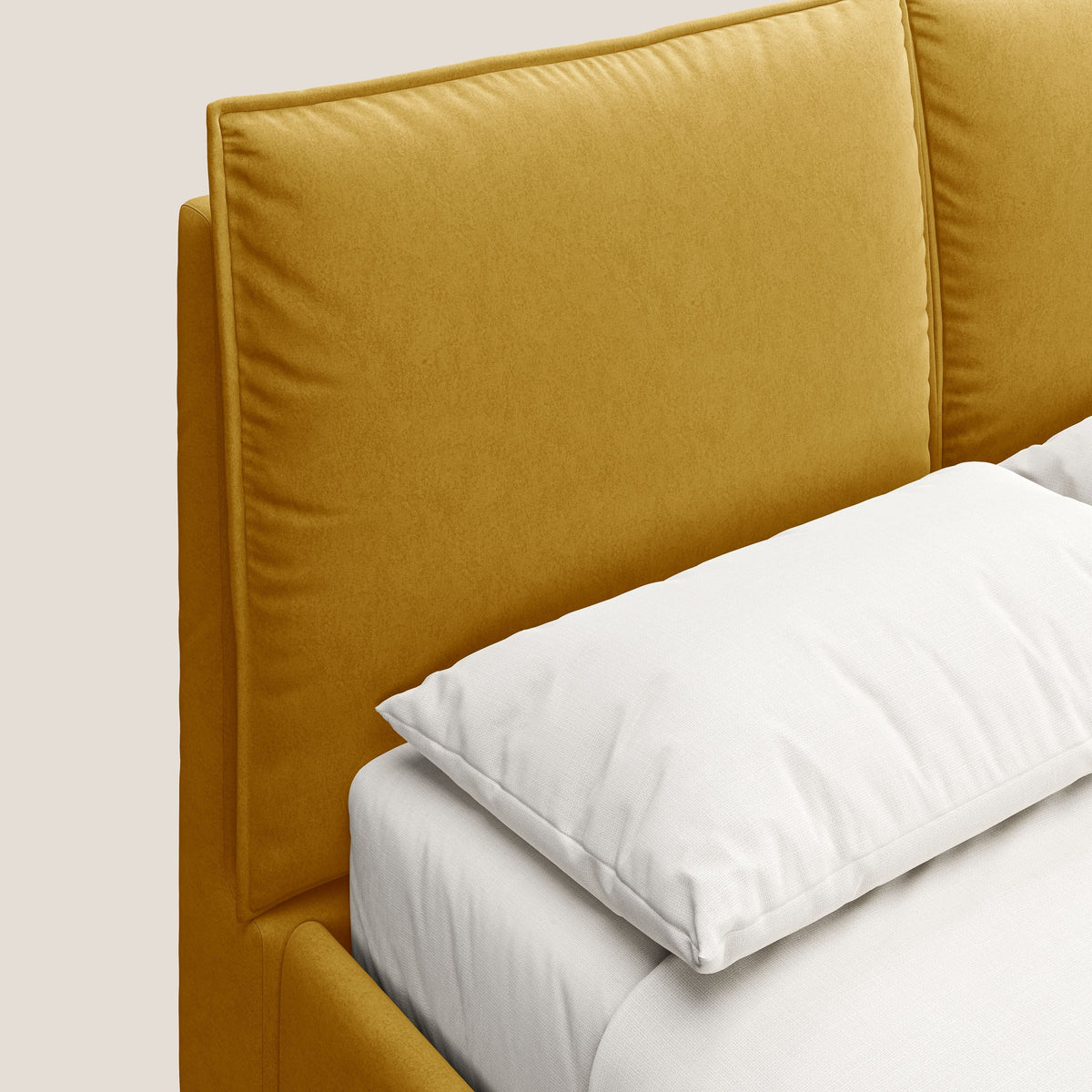 Nives letto imbottito contenitore sfoderabile in microfibra velluto impermeabile T09 giallo - divitt.sbs