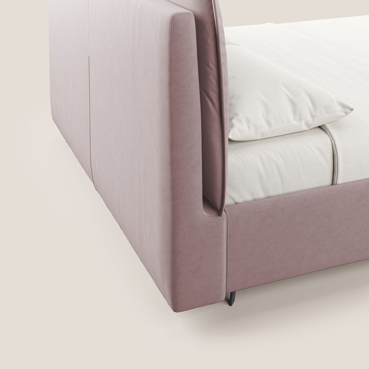 Nives letto imbottito contenitore sfoderabile in microfibra velluto impermeabile T09 rosa - divitt.sbs