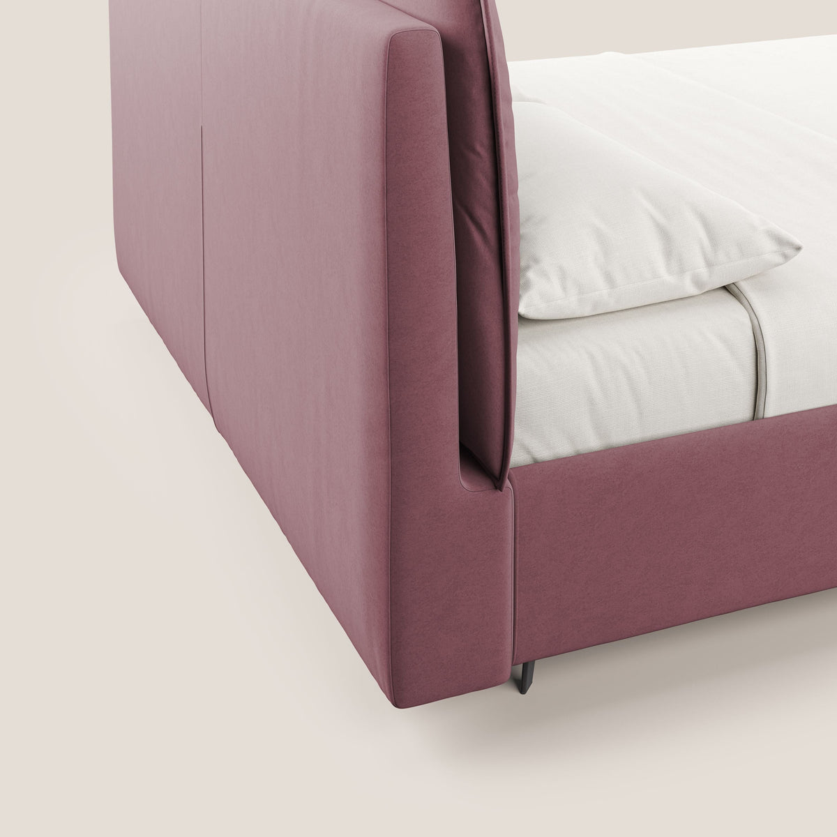 Nives letto imbottito contenitore sfoderabile in microfibra velluto impermeabile T09 salmone - divitt.sbs