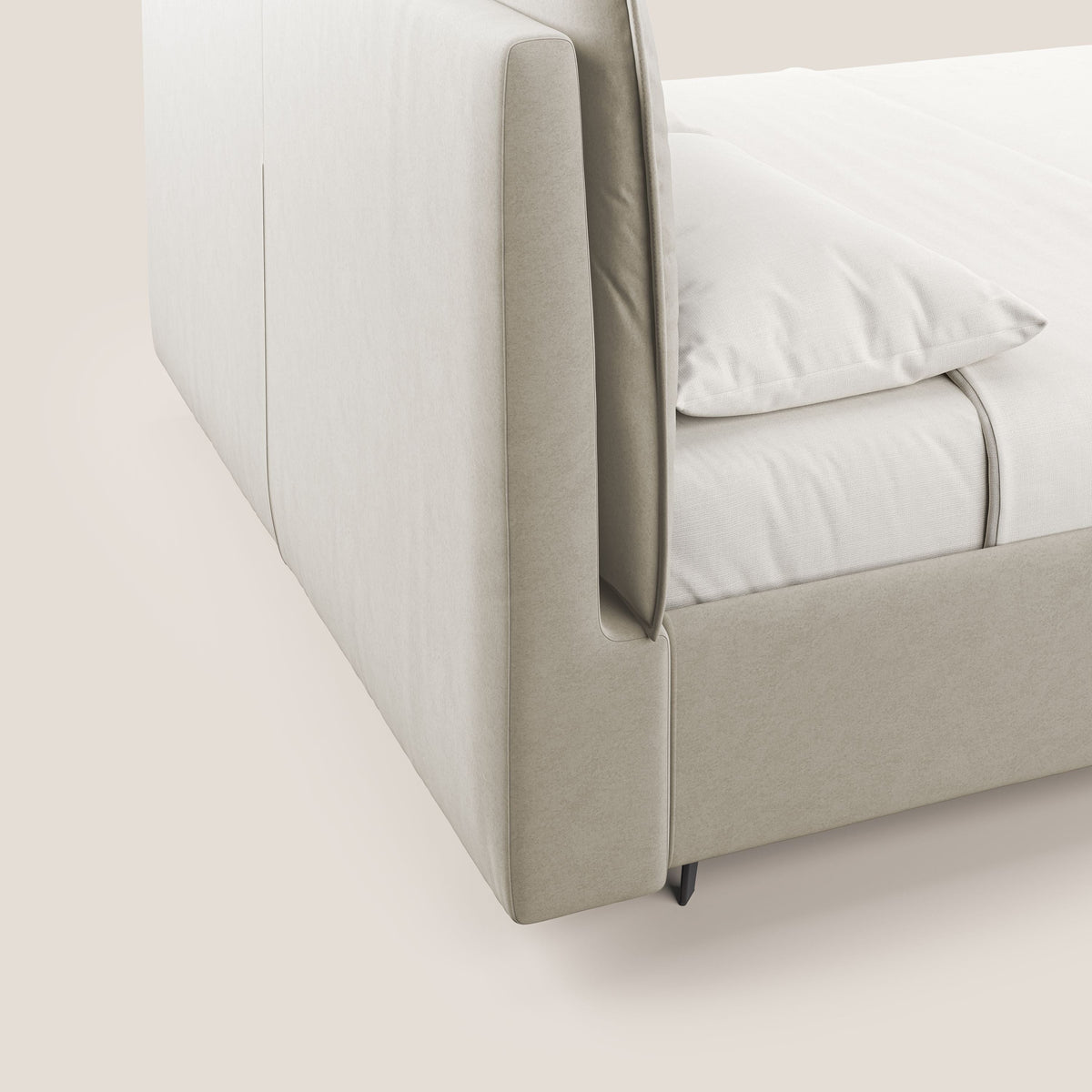 Nives letto imbottito contenitore sfoderabile in microfibra velluto impermeabile T09 beige - divitt.sbs