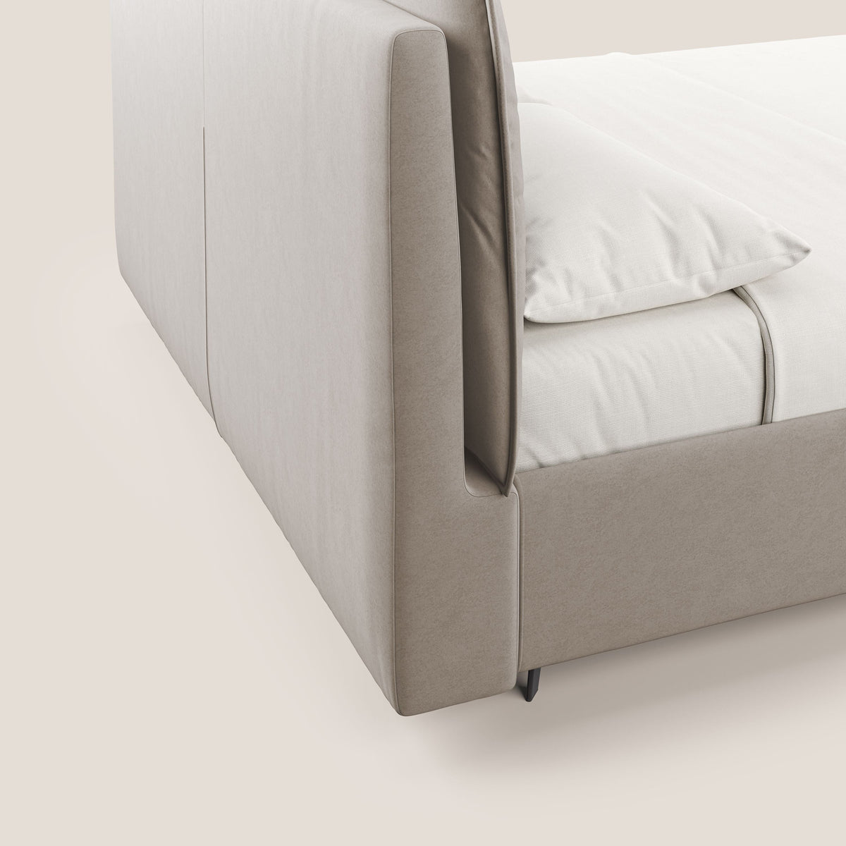 Nives letto imbottito contenitore sfoderabile in microfibra velluto impermeabile T09 tortora - divitt.sbs