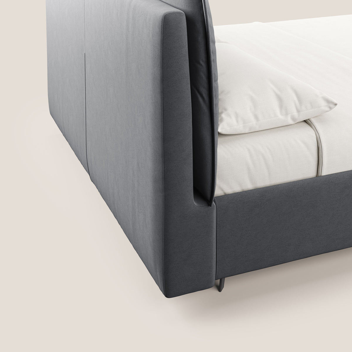 Nives letto imbottito contenitore sfoderabile in microfibra velluto impermeabile T09 grigio - divitt.sbs