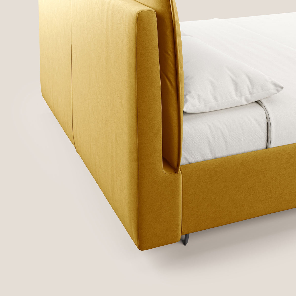 Nives letto imbottito contenitore sfoderabile in microfibra velluto impermeabile T09 giallo - divitt.sbs