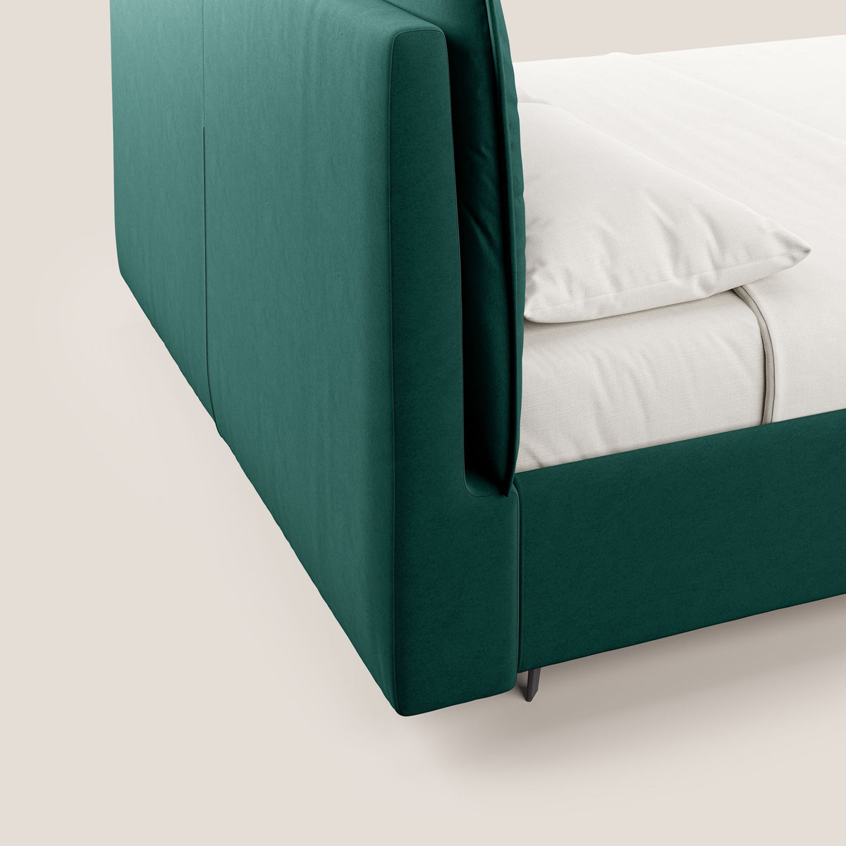Nives letto imbottito contenitore sfoderabile in microfibra velluto impermeabile T09 verde - divitt.sbs