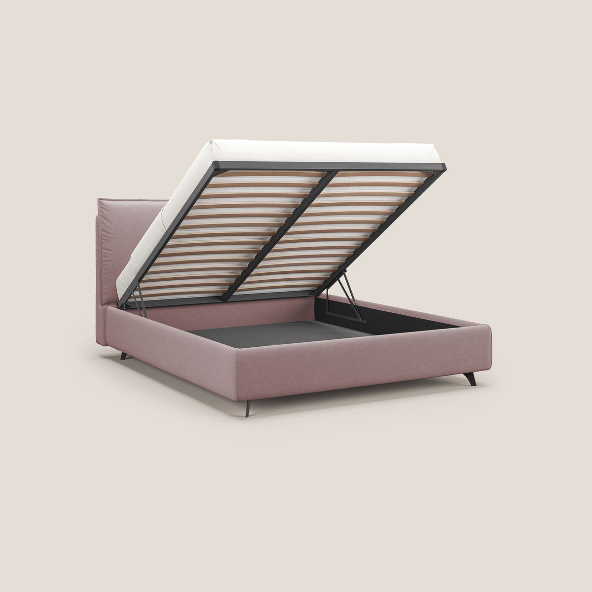 Nives letto imbottito contenitore sfoderabile in microfibra velluto impermeabile T09 rosa - divitt.sbs