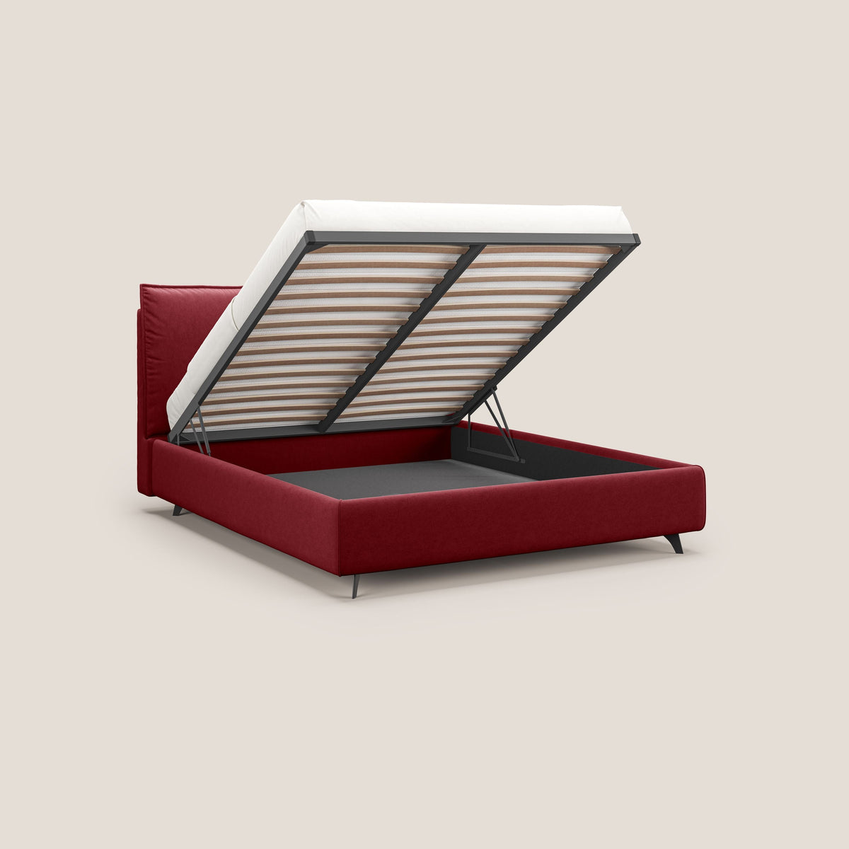 Nives letto imbottito contenitore sfoderabile in microfibra velluto impermeabile T09 rosso - divitt.sbs