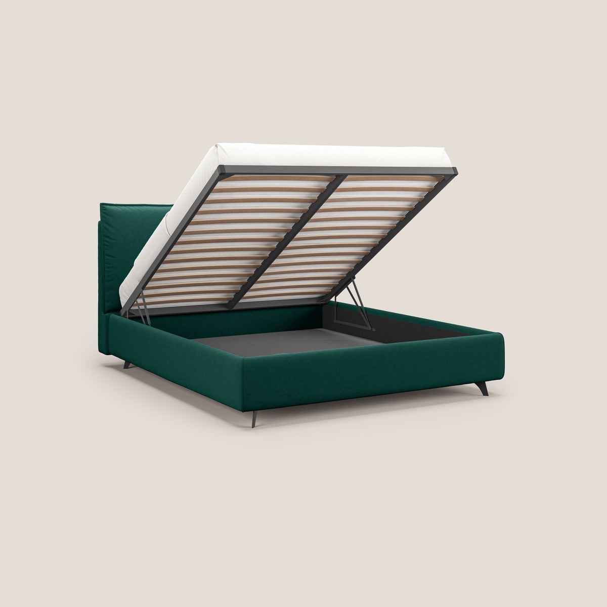 Nives letto imbottito contenitore sfoderabile in microfibra velluto impermeabile T09 verde - divitt.sbs
