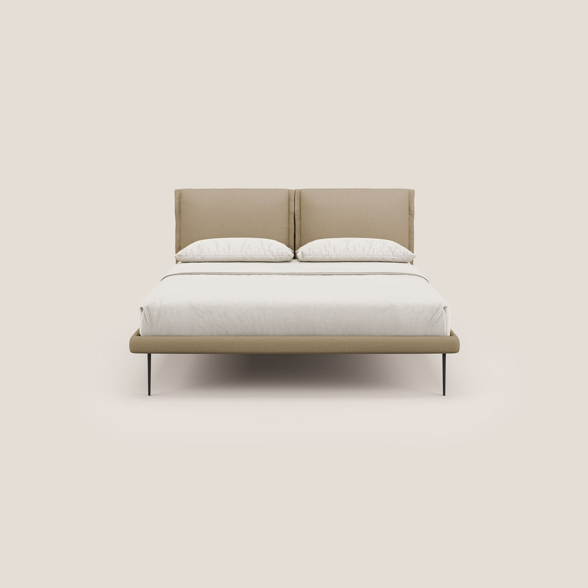 Noah letto con cuscini regolabili e piedi alti in metallo in tessuto smacchiabile T05 beige - divitt.sbs