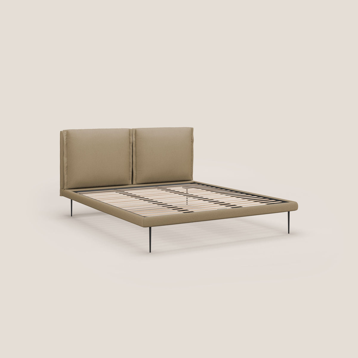 Noah letto con cuscini regolabili e piedi alti in metallo in tessuto smacchiabile T05 beige - divitt.sbs