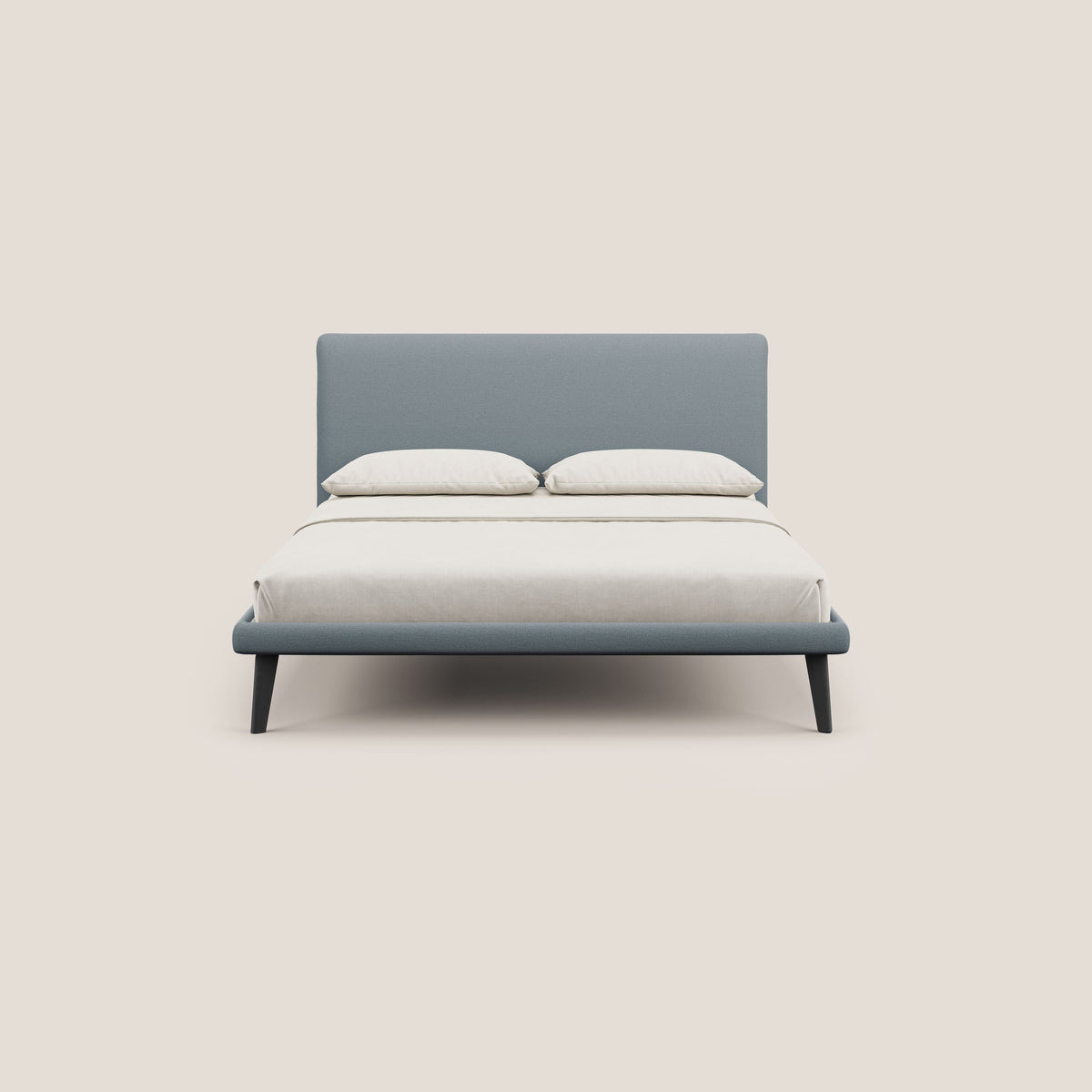 Noel letto minimal scandinavo con piedi in mogano e tessuto fiammato impermeabile T19 carta da zucchero - divitt.sbs