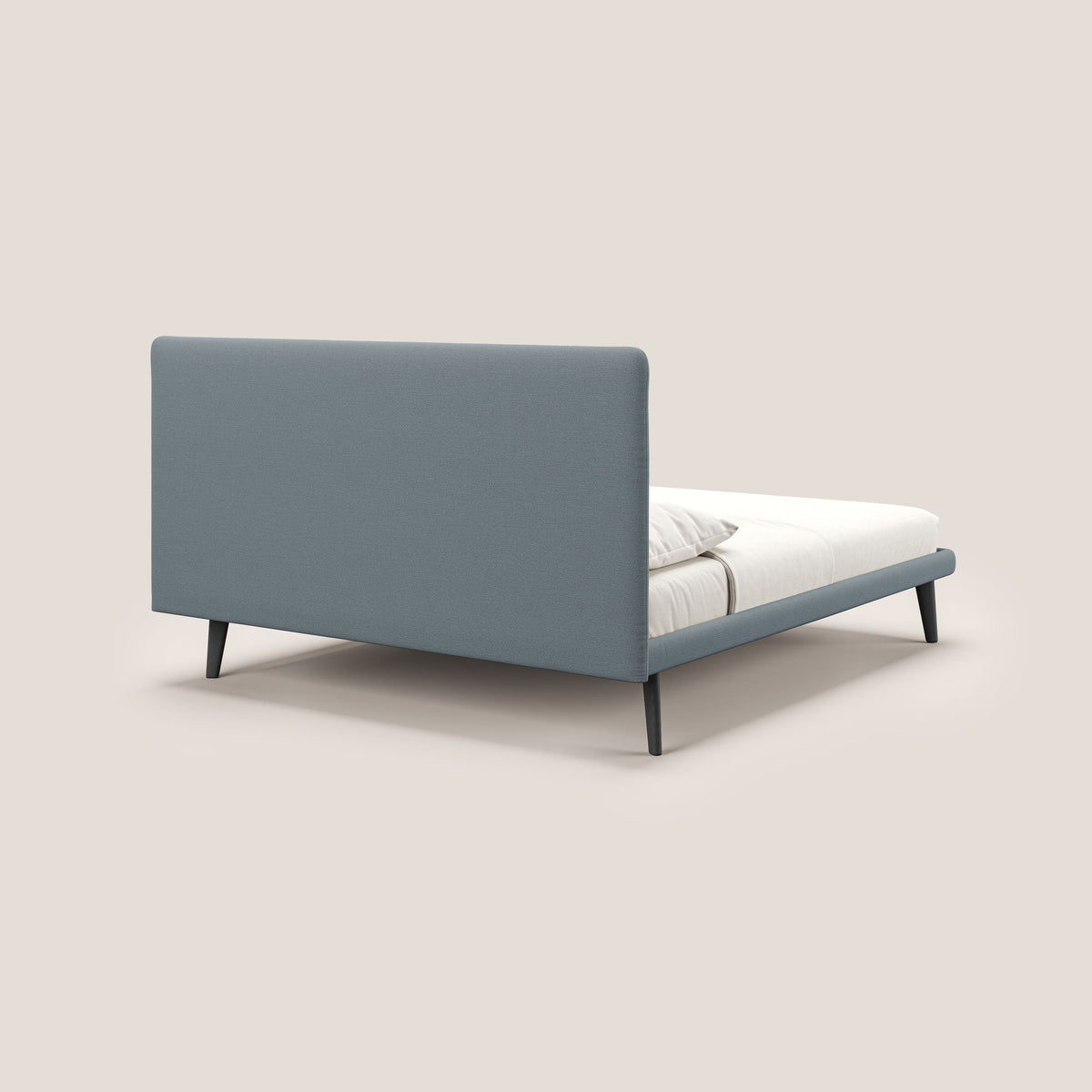 Noel letto minimal scandinavo con piedi in mogano e tessuto fiammato impermeabile T19 carta da zucchero - divitt.sbs