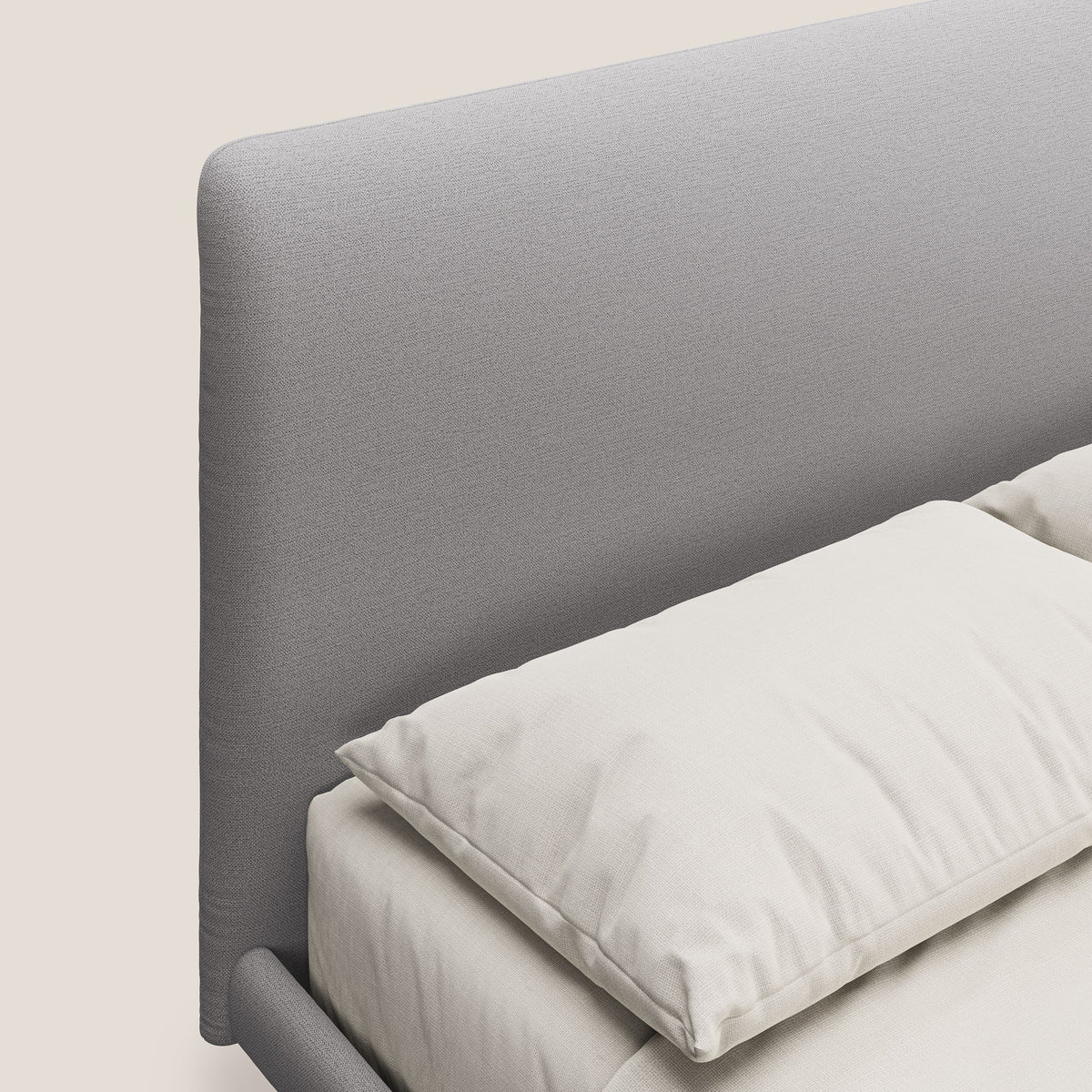 Noel letto minimal scandinavo con piedi in mogano e tessuto fiammato impermeabile T19 - divitt.sbs