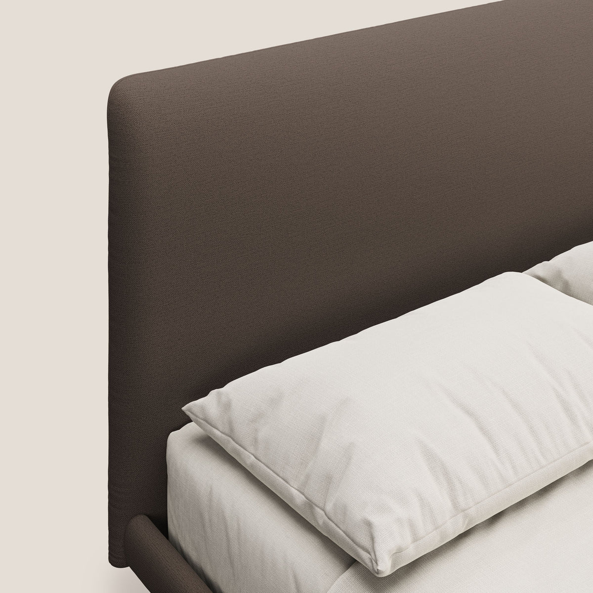 Noel letto minimal scandinavo con piedi in mogano e tessuto fiammato impermeabile T19 marrone - divitt.sbs