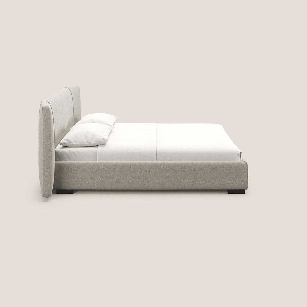 Omero letto imbottito contenitore sfoderabile in tessuto fiammato impermeabile T14 tortora - divitt.sbs