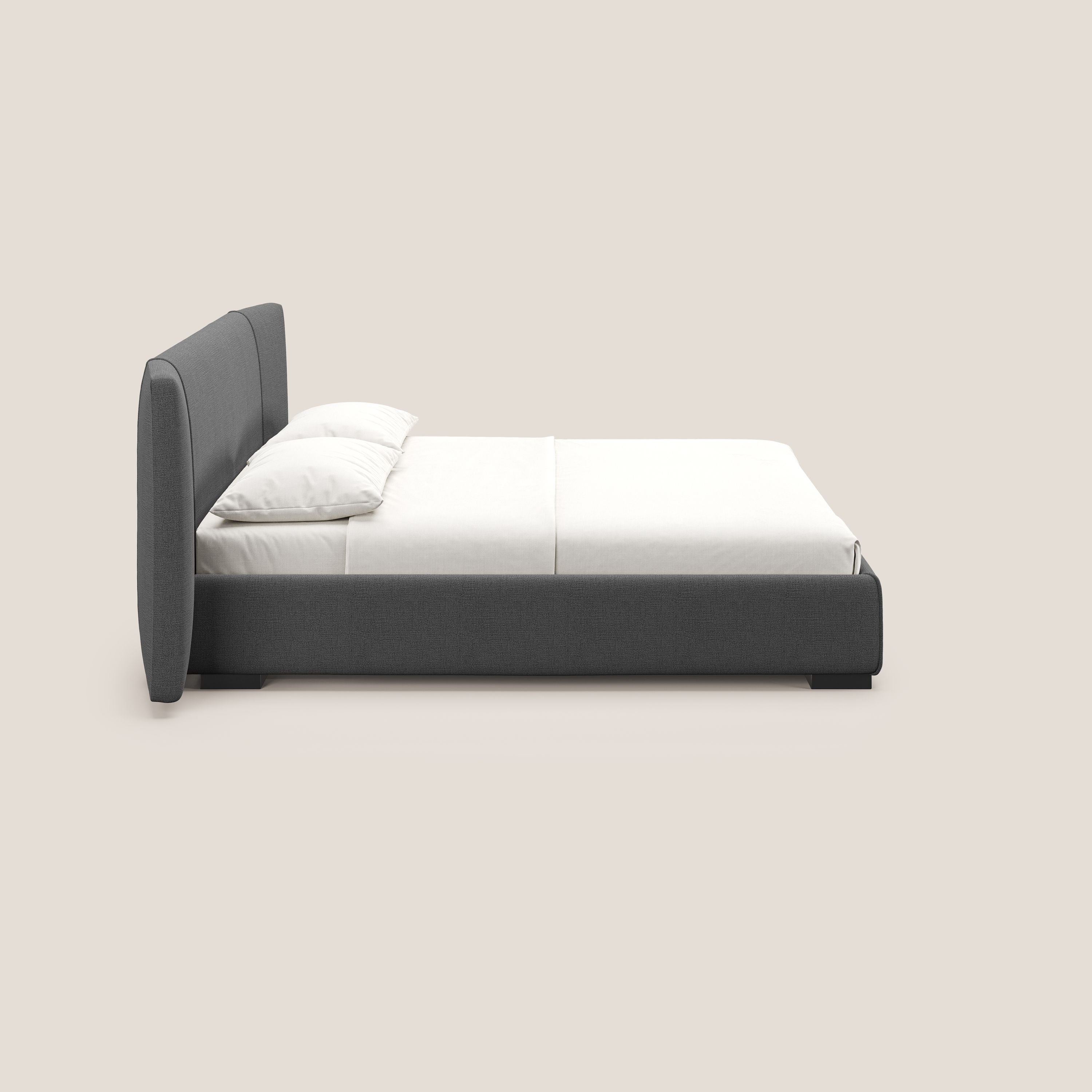 Omero letto imbottito contenitore sfoderabile in tessuto fiammato impermeabile T14 grigio - divitt.sbs
