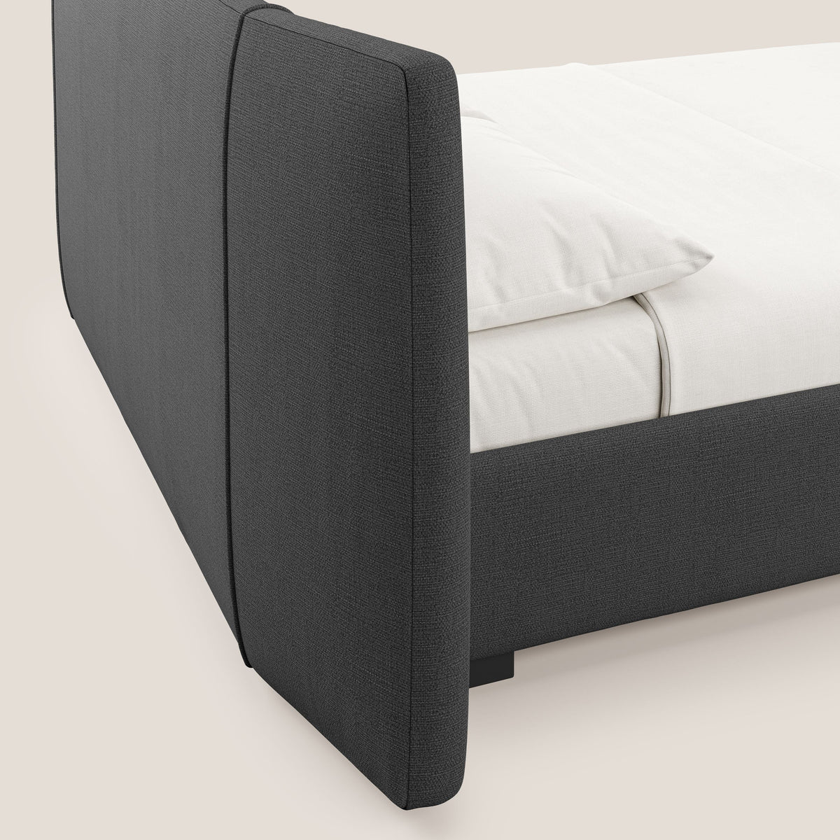 Omero letto imbottito contenitore sfoderabile in tessuto fiammato impermeabile T14 antracite - divitt.sbs