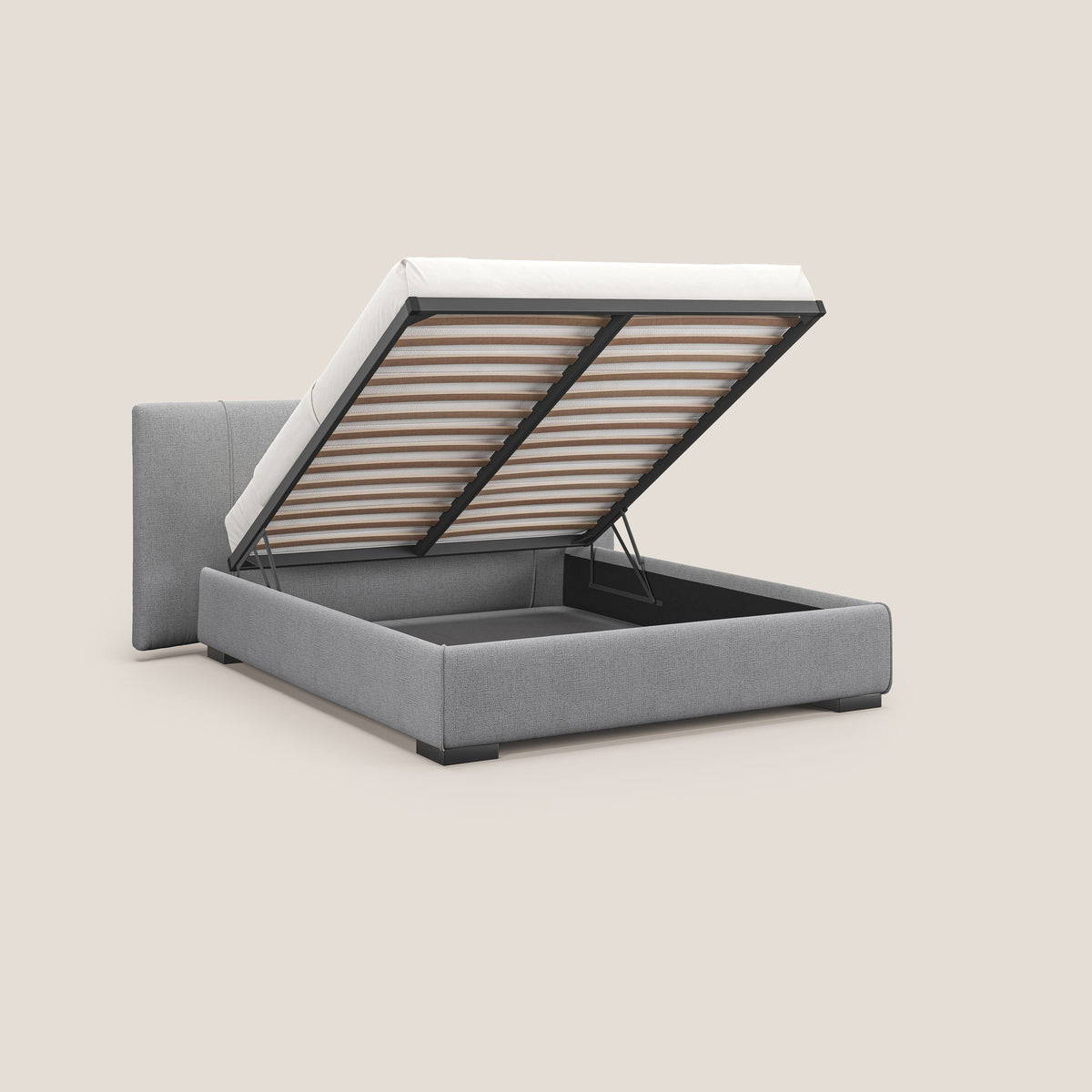 Omero letto imbottito contenitore sfoderabile in tessuto fiammato impermeabile T14 grigio chiaro - divitt.sbs