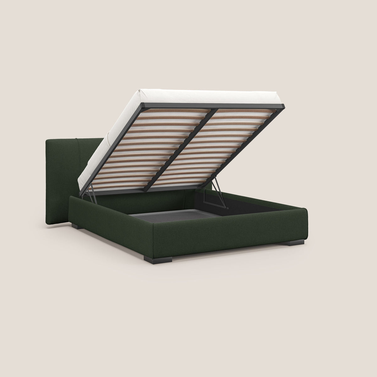 Omero letto imbottito contenitore sfoderabile in tessuto fiammato impermeabile T14 verde - divitt.sbs