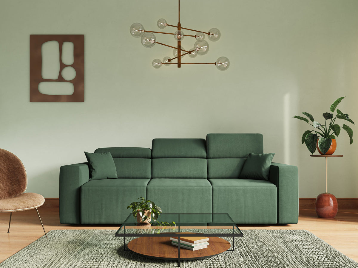 Orwell divano con 3 sedute estraibili in microfibra smacchiabile T11 verde - divitt.sbs