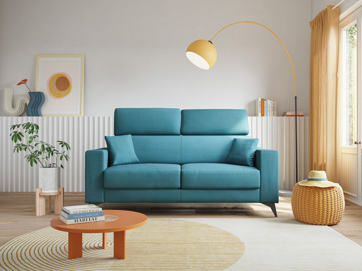 Pegaso divano letto con poggiatesta reclinabili e rivestimento T02 azzurro - divitt.sbs