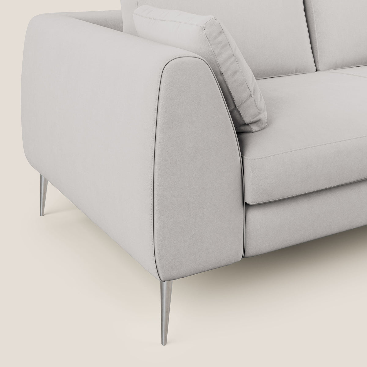Plano divano moderno in microfibra tecnica smacchiabile T11 grigio chiaro - divitt.sbs