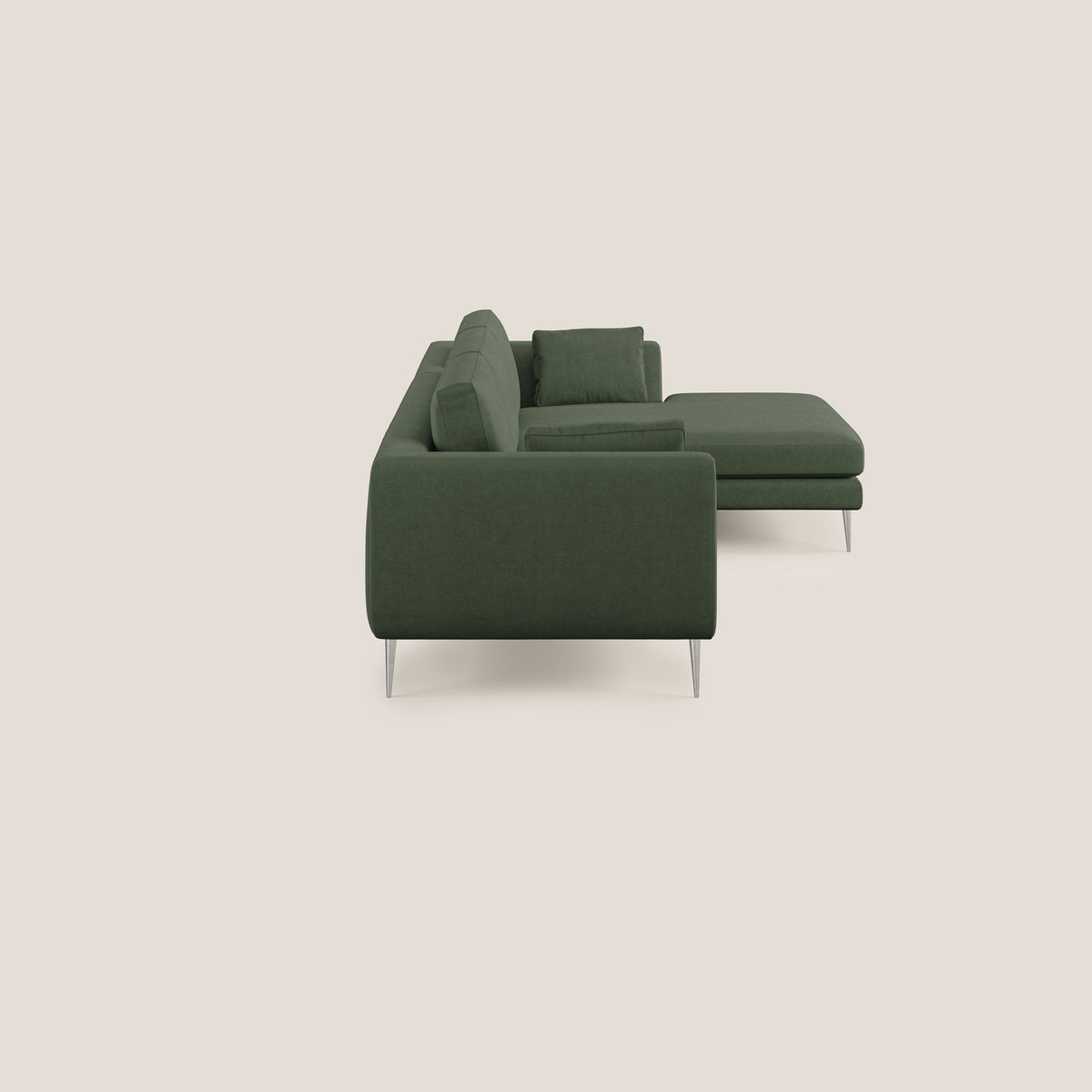 Plano divano moderno angolare con penisola in microfibra smacchiabile T11 verde - divitt.sbs