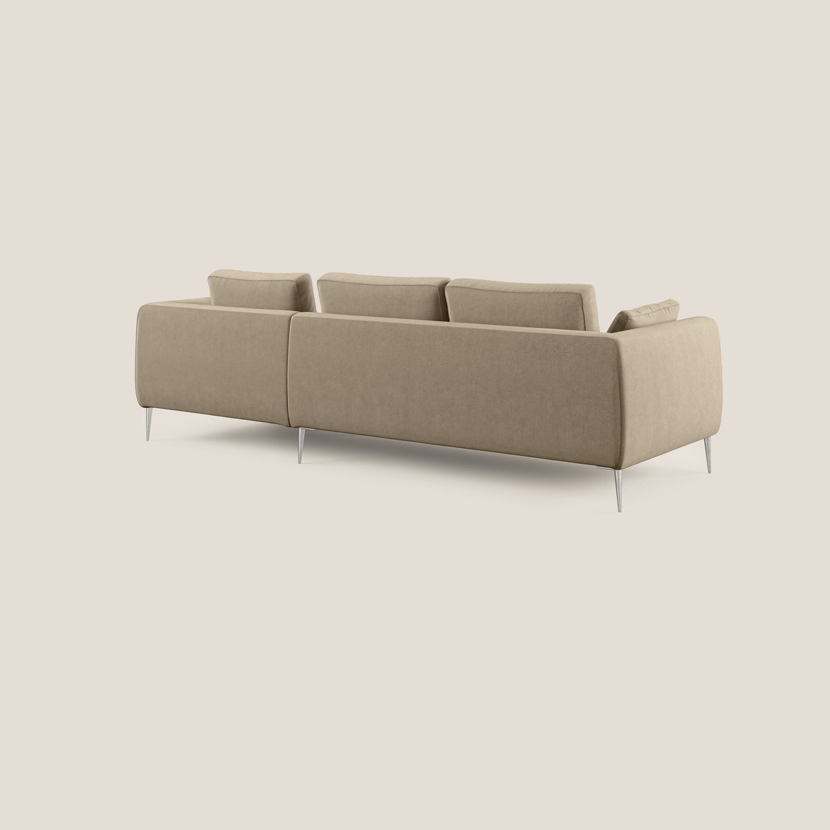 Plano divano moderno angolare con penisola in microfibra smacchiabile T11 tortora - divitt.sbs
