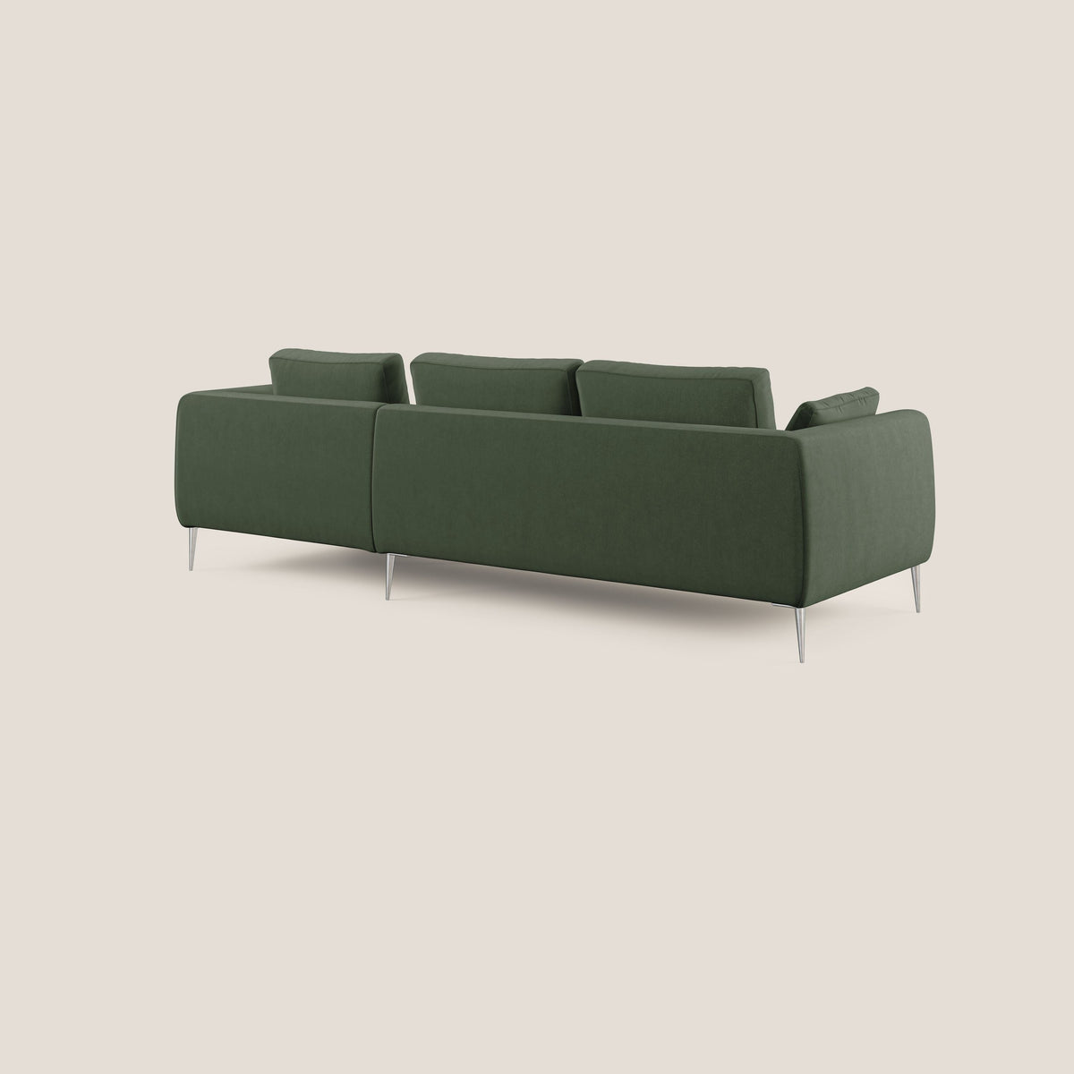 Plano divano moderno angolare con penisola in microfibra smacchiabile T11 verde - divitt.sbs