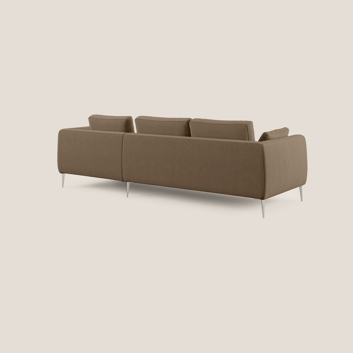 Plano divano moderno angolare con penisola in microfibra smacchiabile T11 marrone - divitt.sbs