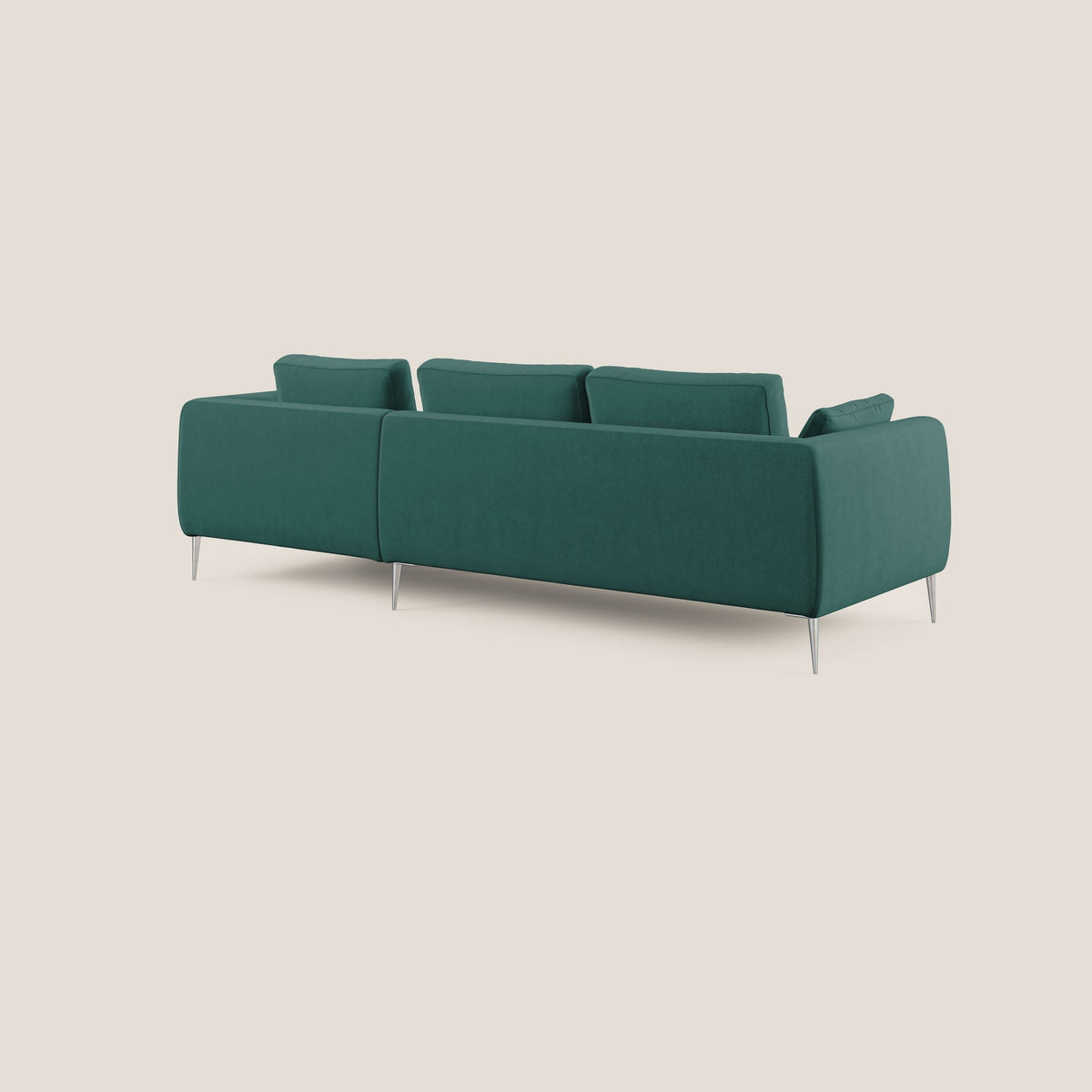 Plano divano moderno angolare con penisola in microfibra smacchiabile T11 petrolio - divitt.sbs