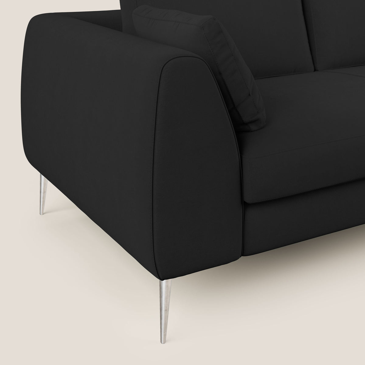 Plano divano moderno angolare con penisola in microfibra smacchiabile T11 nero - divitt.sbs