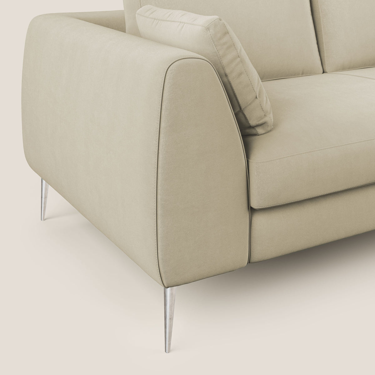Plano divano moderno angolare con penisola in microfibra smacchiabile T11 panna - divitt.sbs