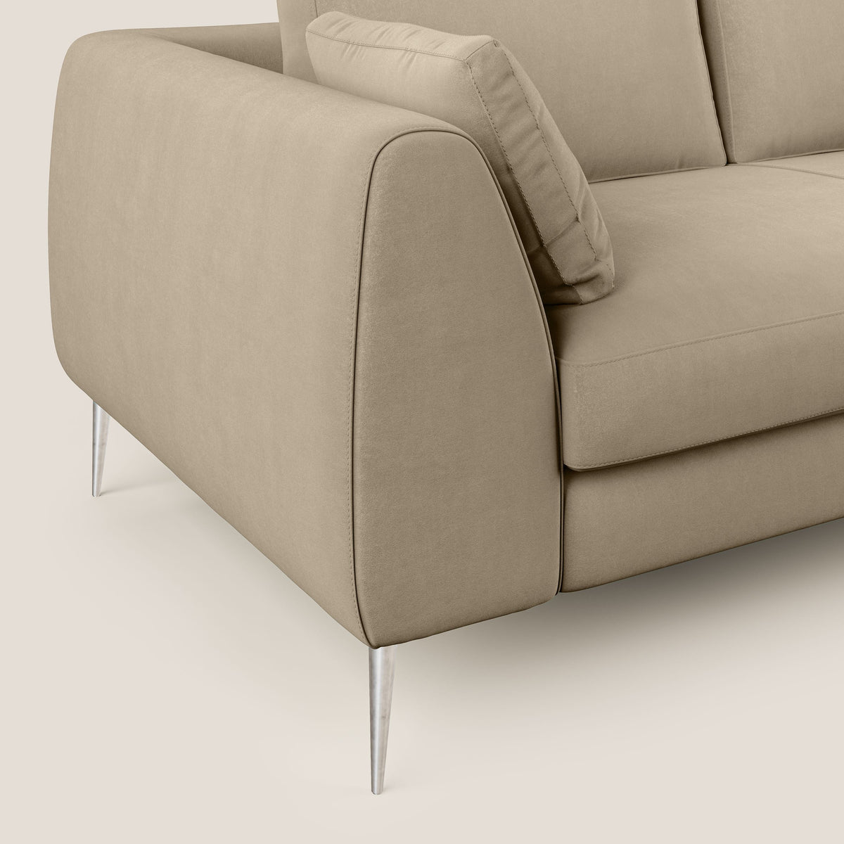 Plano divano moderno angolare con penisola in microfibra smacchiabile T11 tortora - divitt.sbs