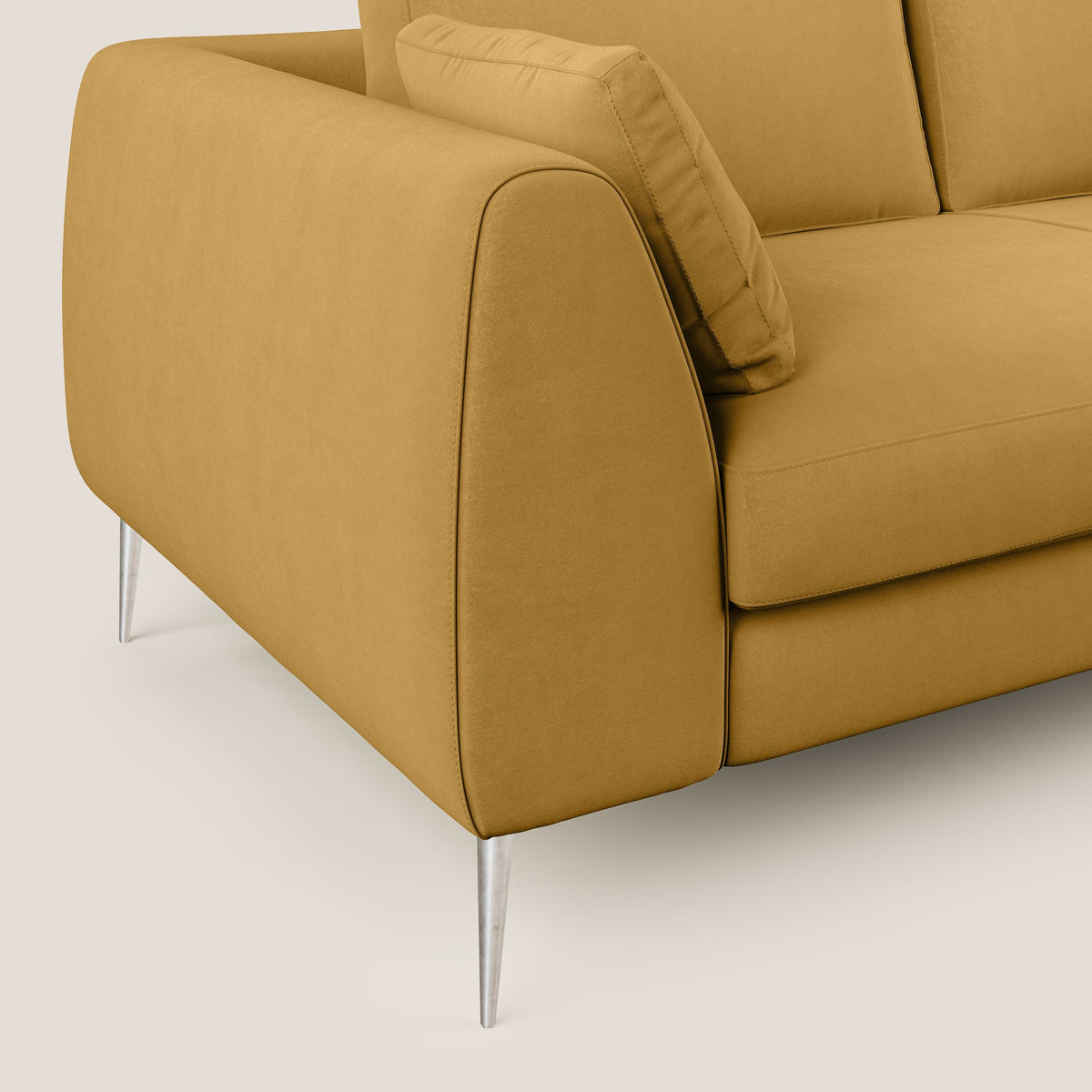 Plano divano moderno angolare con penisola in microfibra smacchiabile T11 giallo - divitt.sbs