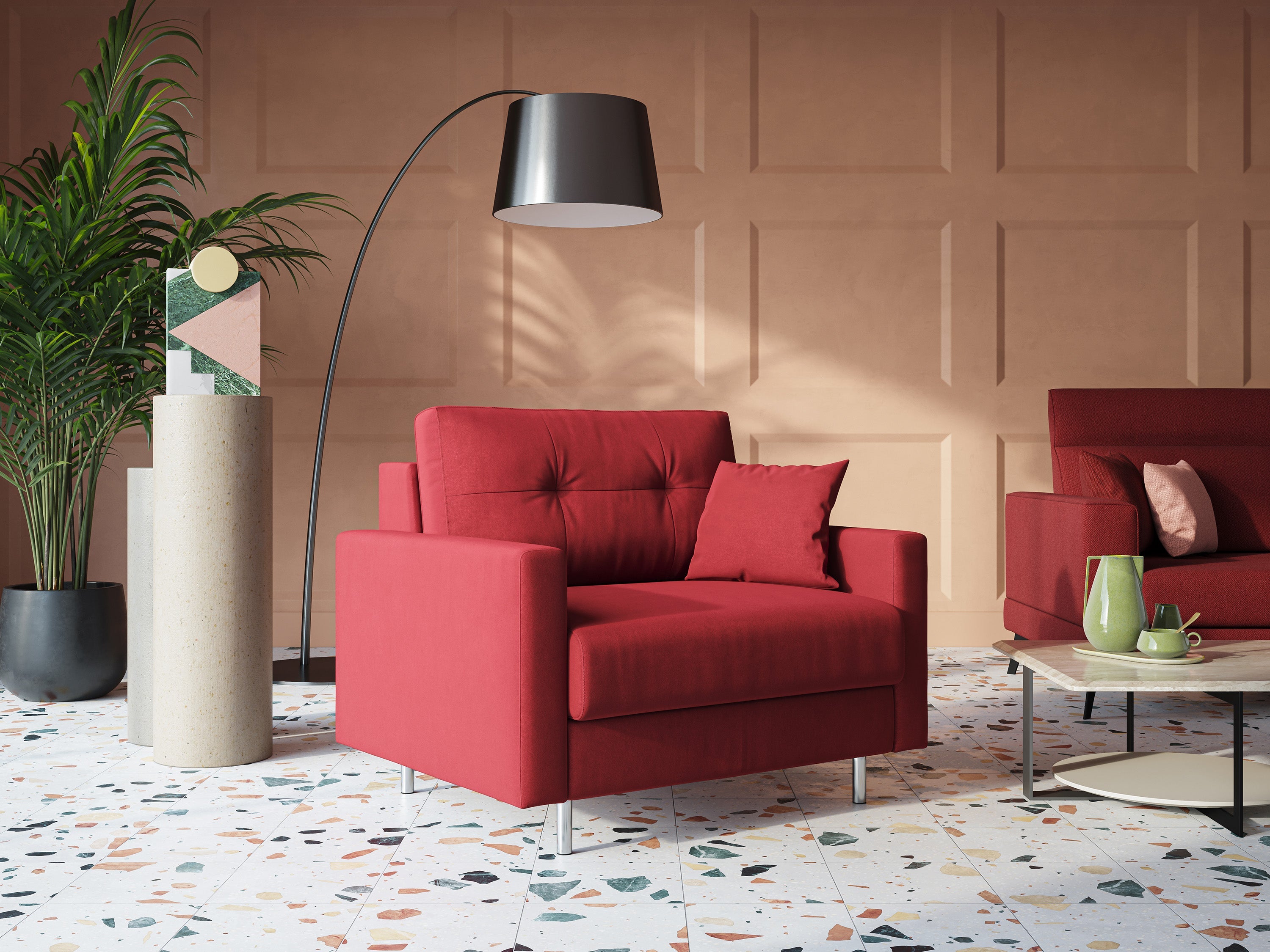 Megan poltrona letto in microfibra smacchiabile T11 rosso - divitt.sbs