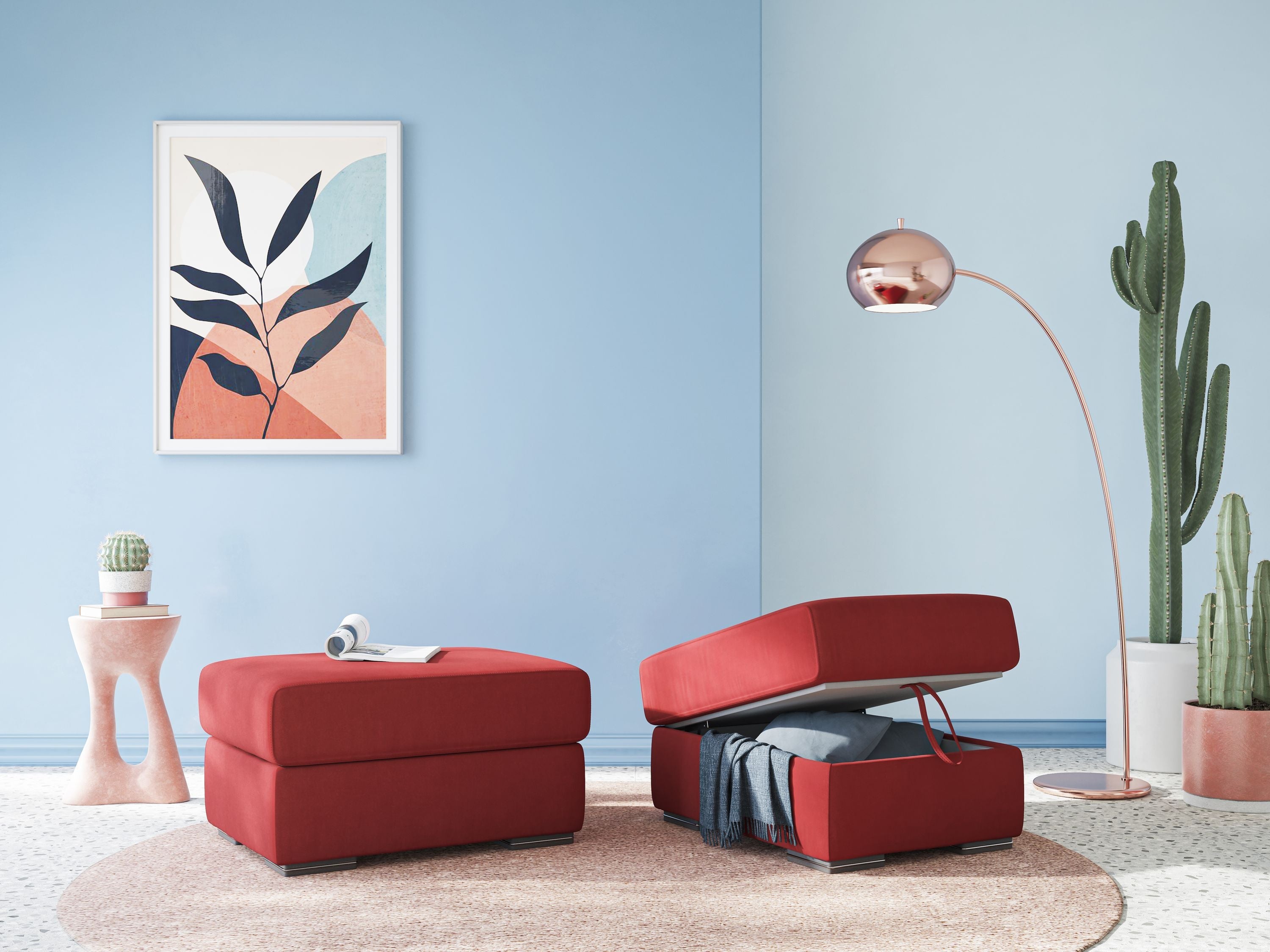 Sun pouf apribile contenitore in microfibra smacchiabile T11 blu - divitt.sbs