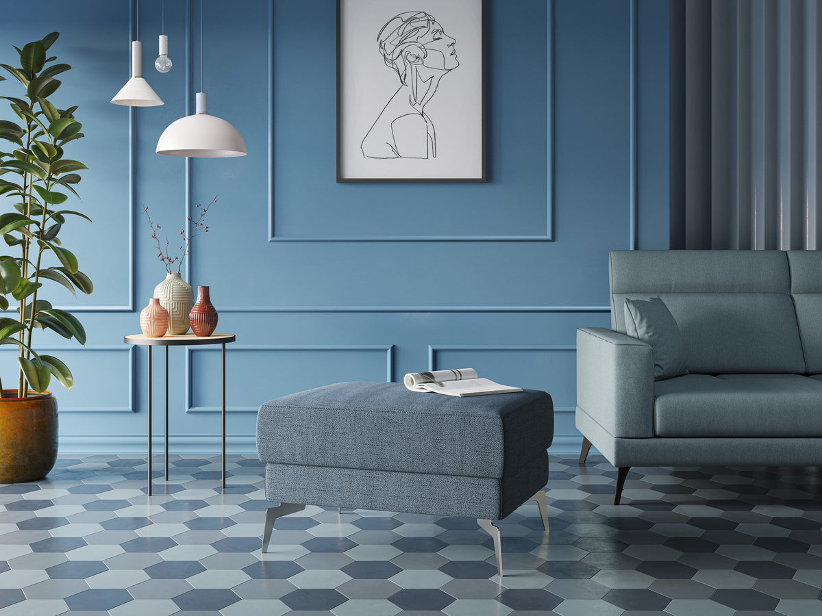 Star Pouf con piedini alti in tessuto impermeabile fiammato T03 grigio chiaro - divitt.sbs