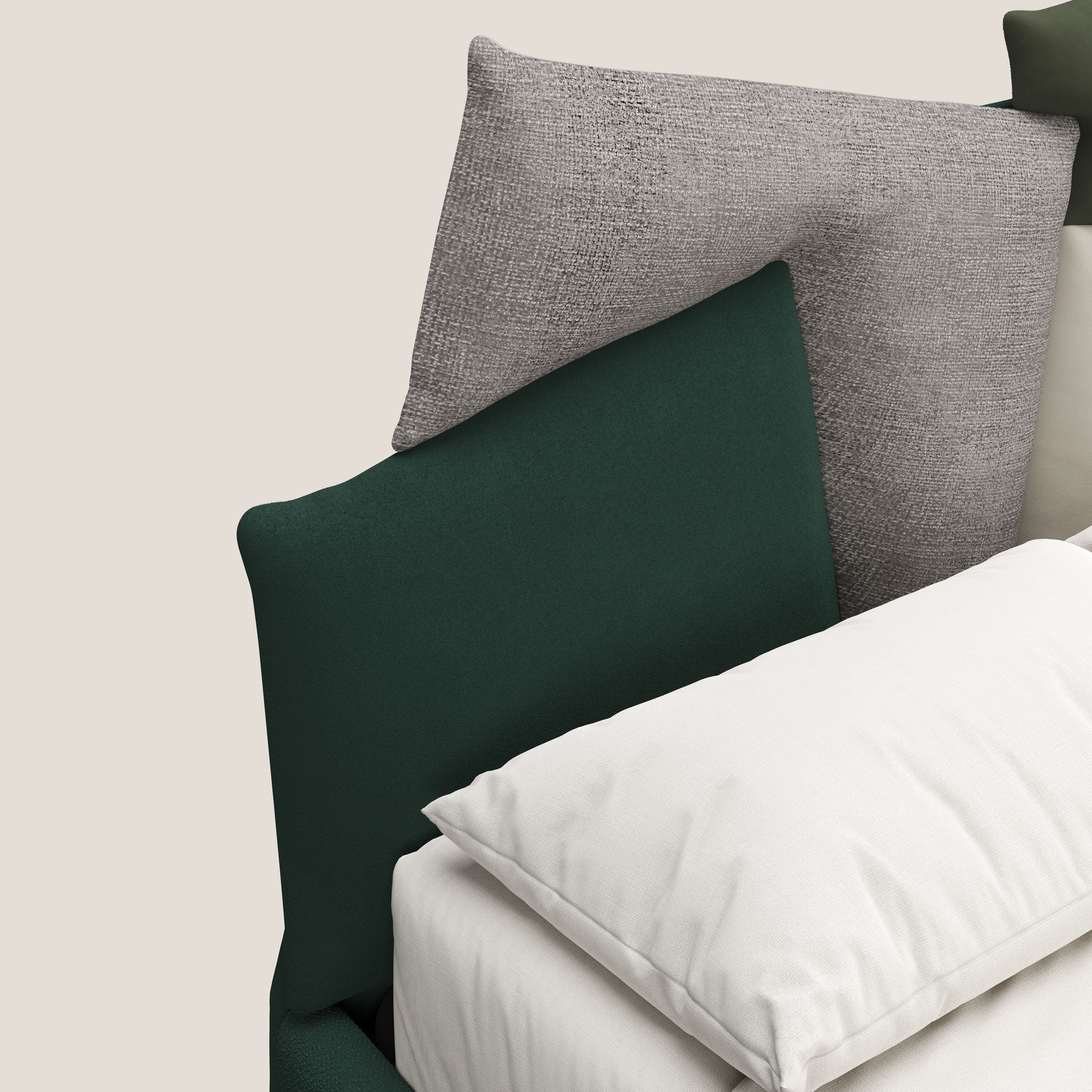 Rebus letto imbottito dal design moderno con piedi trasparenti in plexiglass verde - divitt.sbs