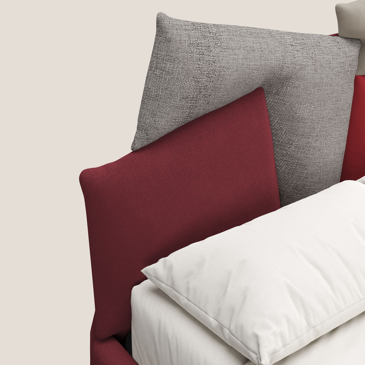 Rebus letto imbottito dal design moderno con piedi trasparenti in plexiglass rosso - divitt.sbs