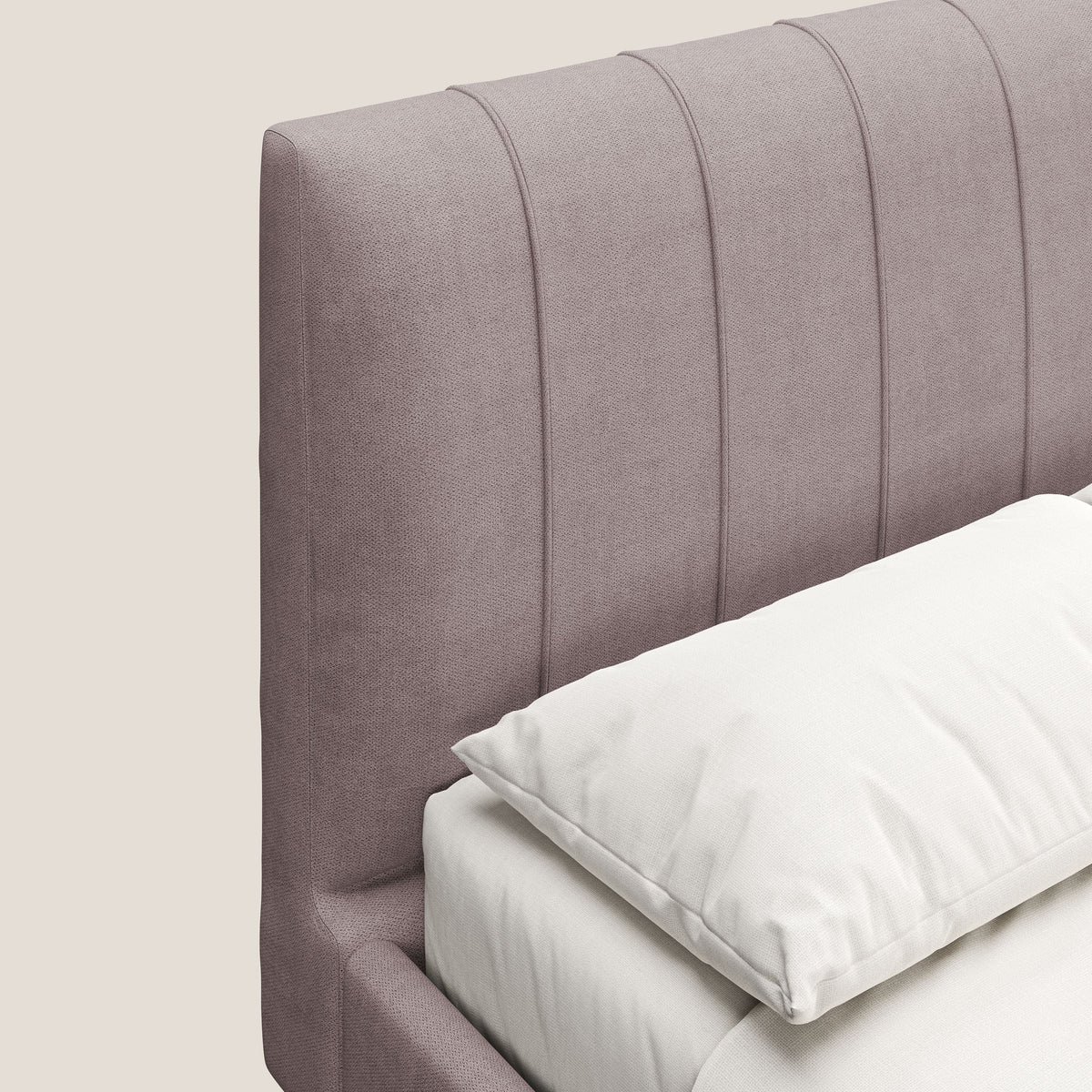 Selene letto imbottito con piedini naturali sfoderabile in tessuto impermeabile T02 rosa - divitt.sbs