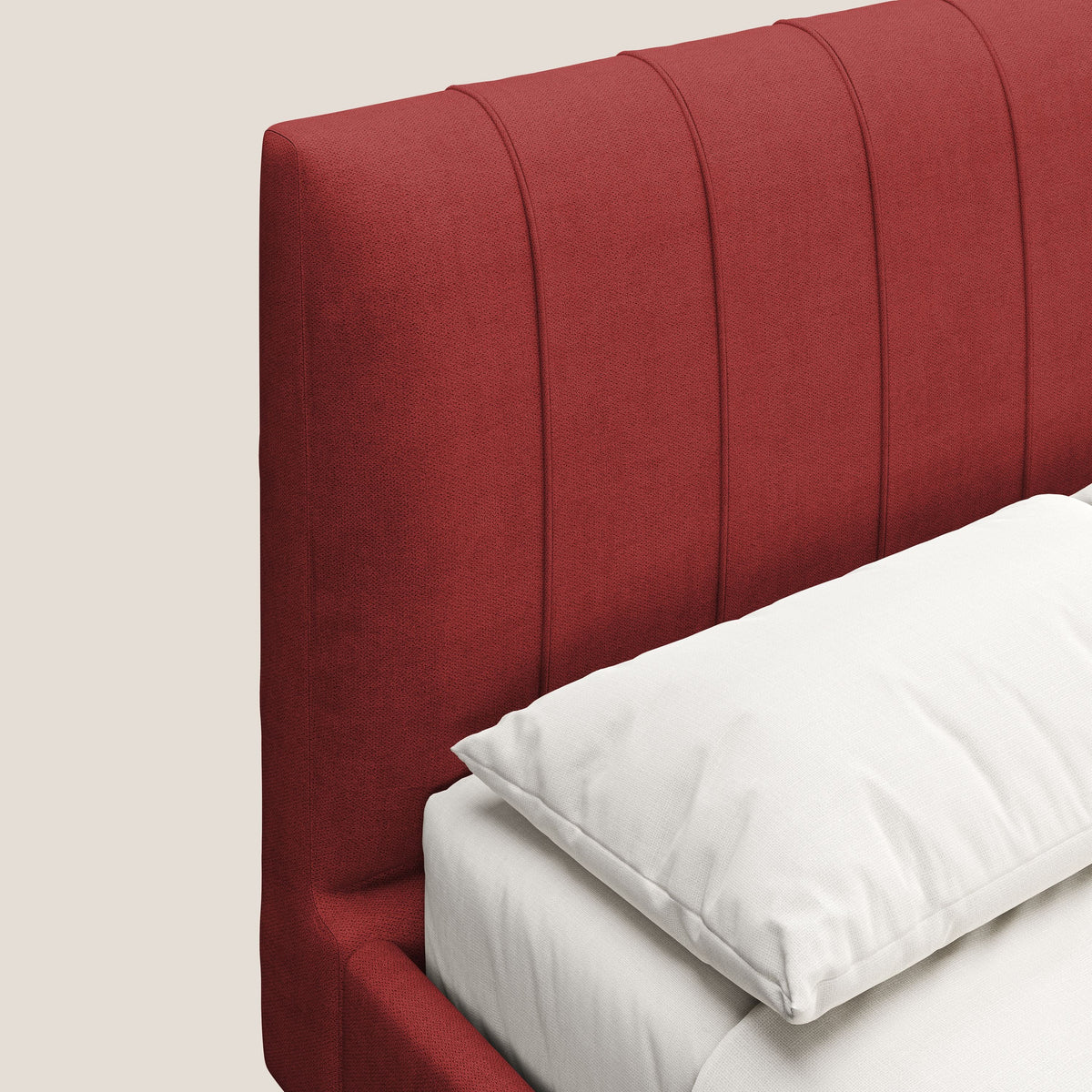 Selene letto imbottito con piedini naturali sfoderabile in tessuto impermeabile T02 rosso - divitt.sbs