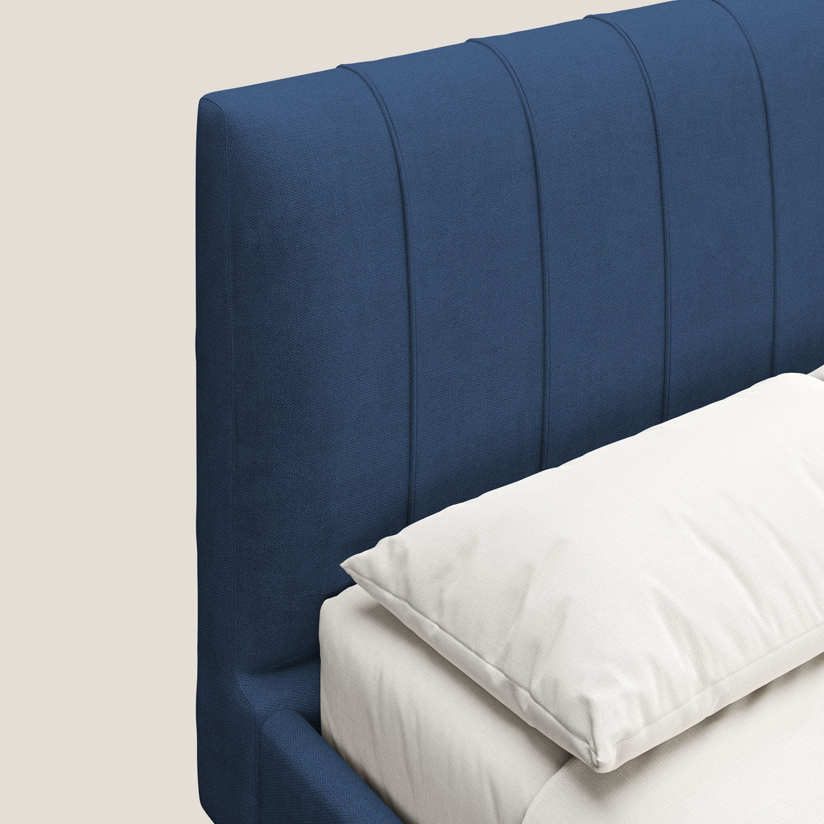 Selene letto imbottito con piedini naturali sfoderabile in tessuto impermeabile T02 blu - divitt.sbs